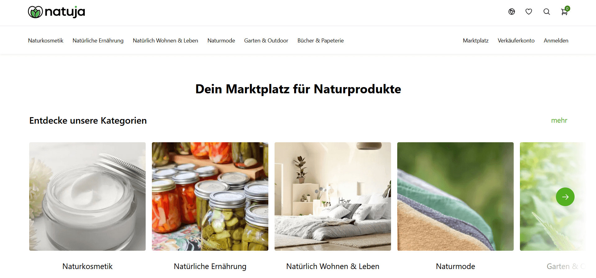 Natuja's website homepage