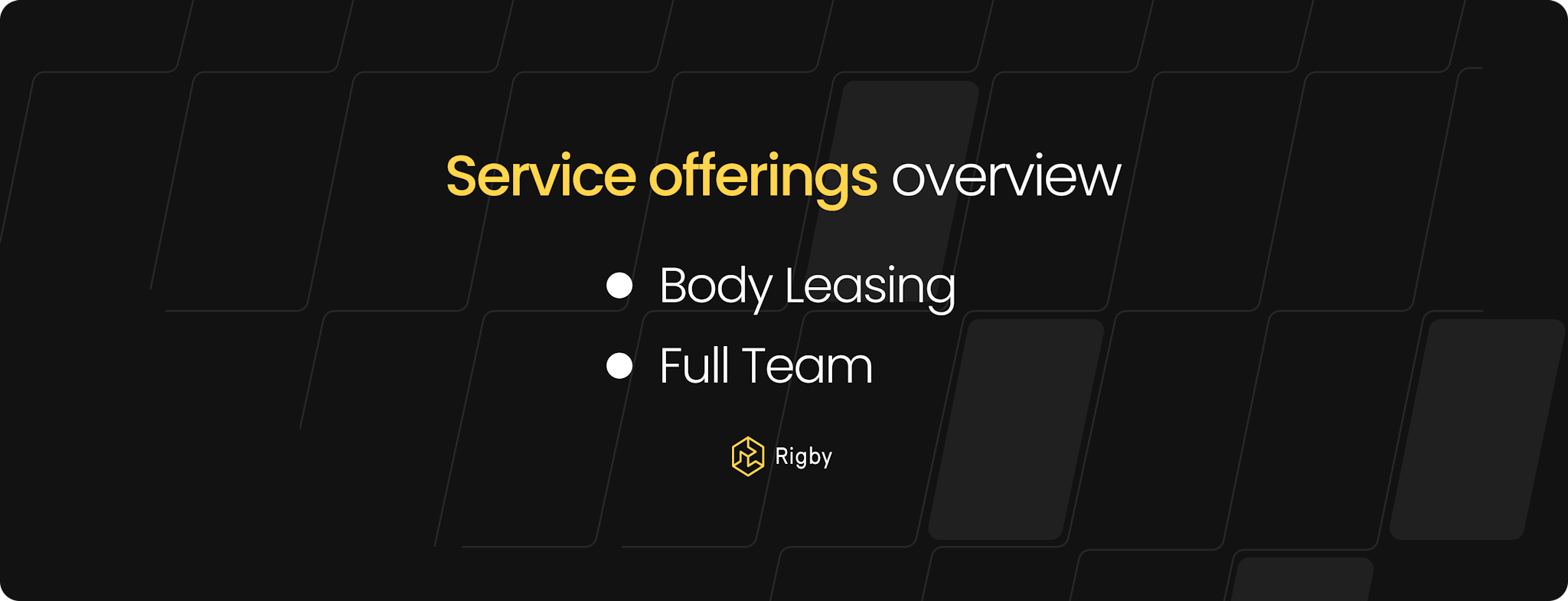 Service offerings overview